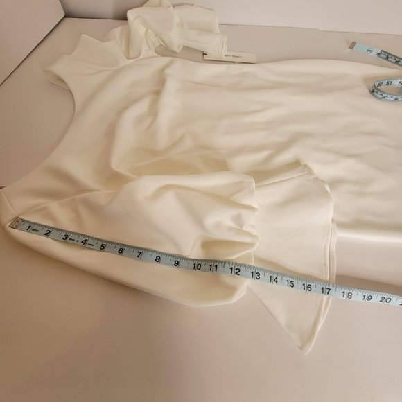 Calvin Klein Bell & Bubble Sleeve Fitted Sheath Dress Size 4 Wht Deep V-Back NWT - Picture 9 of 12